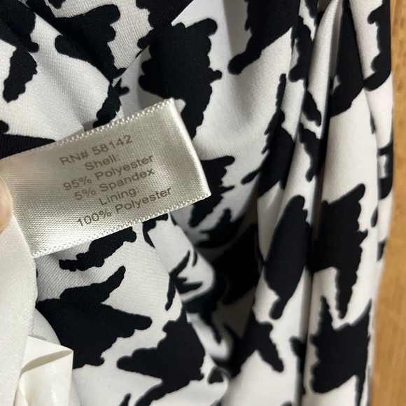 muse Women Black White Houndstooth Drape Neck Elastic Ruched Bodycon Dress Sz-4 - Picture 6 of 7